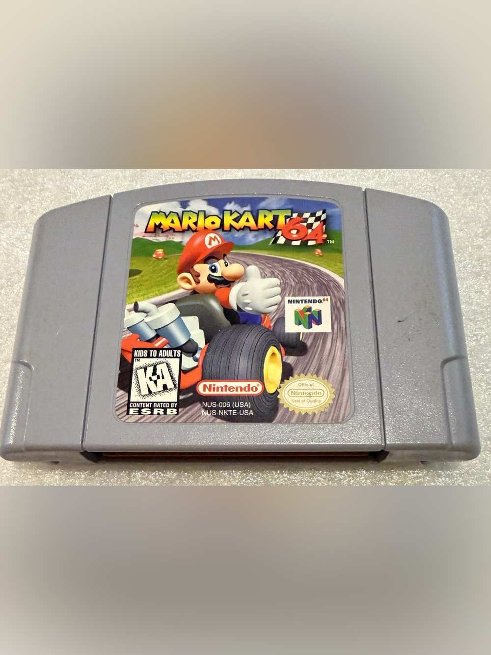 Nintendo Mario Kart 64 Cartridge — Gray Casing with Colorful Label